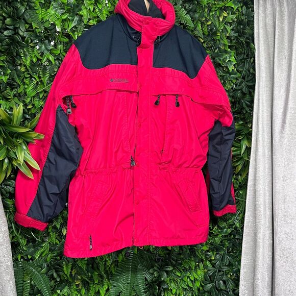 COLUMBIA SPORTSWEAR Mens Jacket M Red Black Bugaboo Full Zip 2 In 1 Fleece Lined - Picture 10 of 13